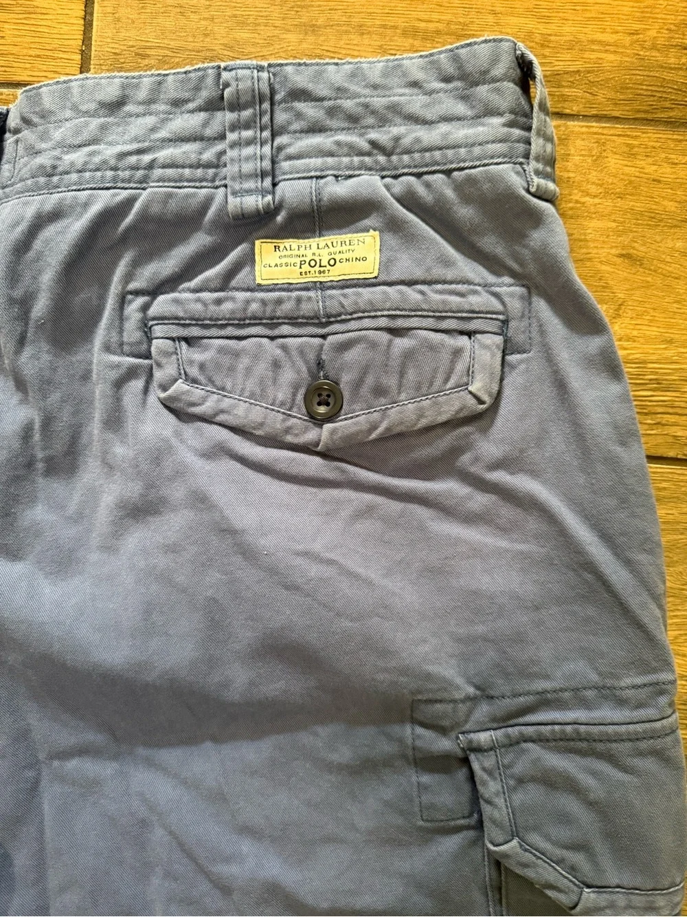 Polo Ralph Lauren Cargo Shorts Mens 42 chino Blue Dark Wash